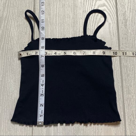 Topshop Women's Black Ribbed Spaghetti Strap Crop Top Size 0 - Picture 7 of 7